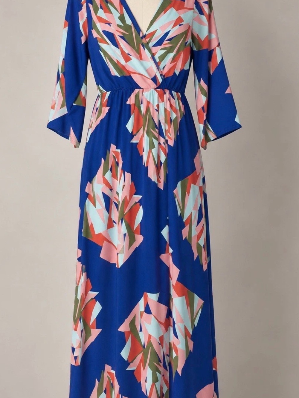 Everly Royal Blue Geometric Wrap Maxi Dress